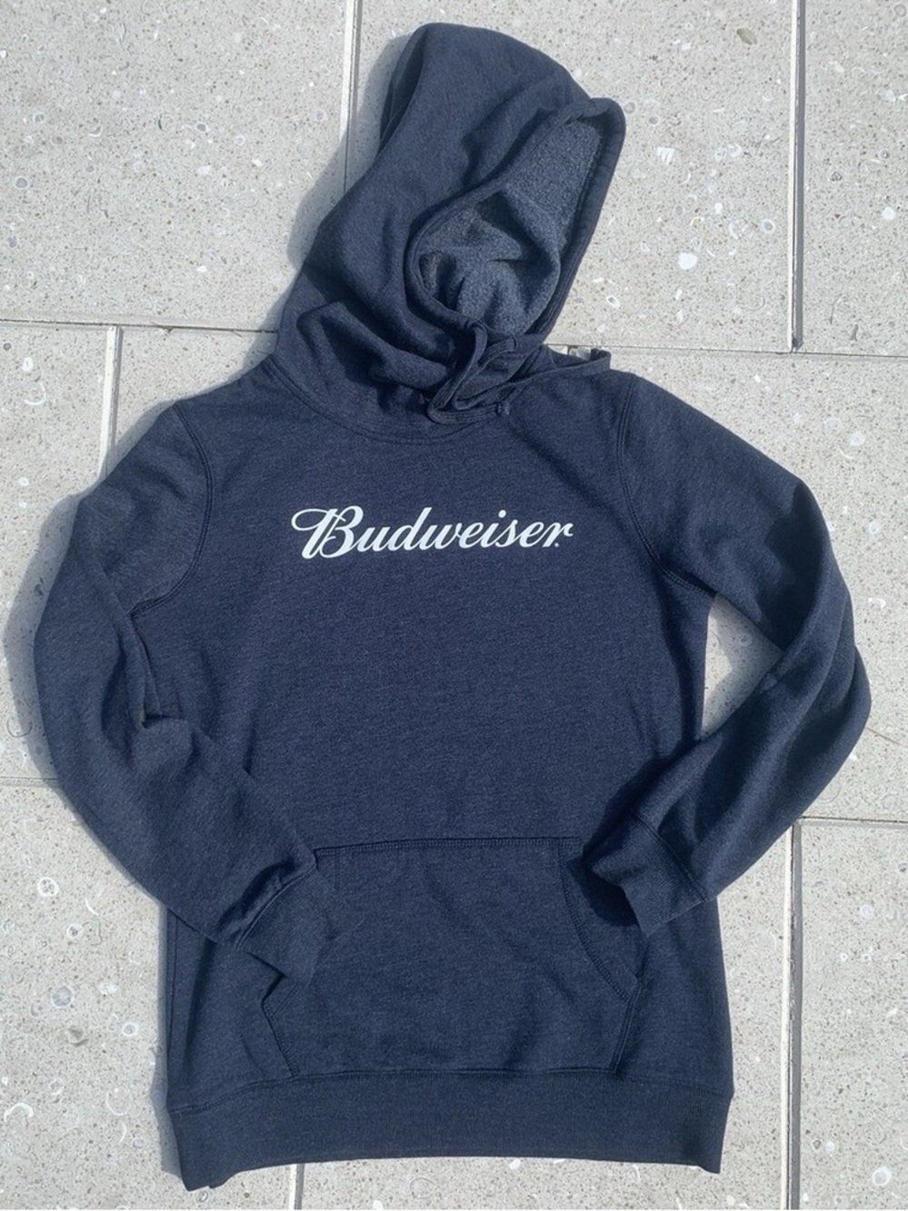 Budweiser Script Logo Pullover Hoodie - Heathered Blue - XL